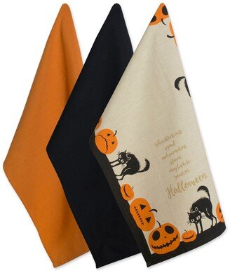 Assorted Jack-o-Lantern Halloween Printed Dishtowel Set