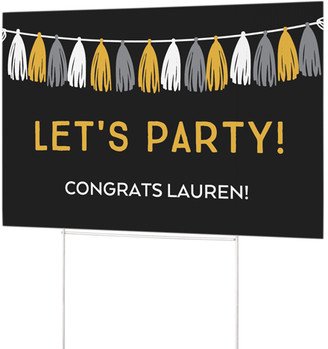 Yard Signs: Tassel Garland Yard Sign, Black