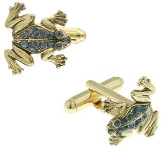 Jewelry 14K Gold Plated Crystal Frog Cufflinks