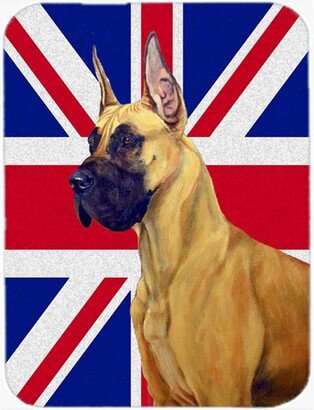 LH9464LCB Great Dane With English Union Jack British Flag Glass Cutting Board