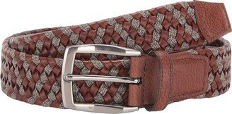 35 mm Braided Leather Linen Stretch (Cognac/Taupe) Men's Belts