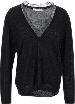 Haby Lace Detailed V-Neck Sweater