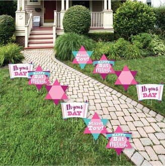 Big Dot Of Happiness Pink Bat Mitzvah - Lawn Decor - Outdoor Girl Party Yard Decor - 10 Pc