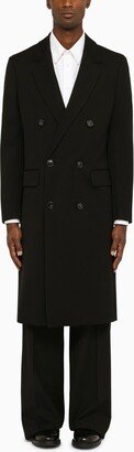 PT Torino Black double-breasted coat in virgin wool