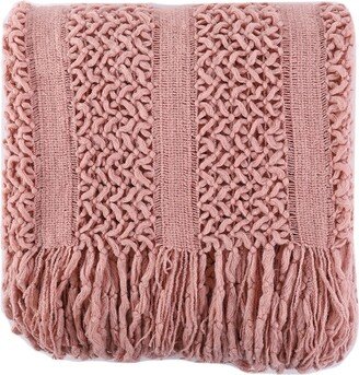 Solid Knit Mesh Tassels Throw