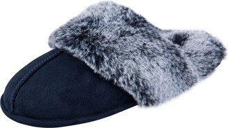 Women's Comfy Faux Fur House Slipper Scuff Memory Foam Slip on Anti-Skid Sole