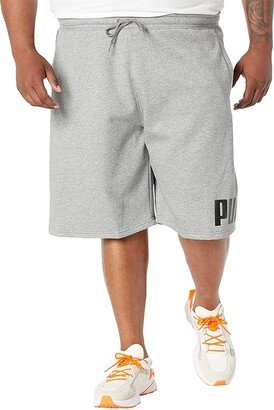 Big Tall Big Logo 10 Fleece Shorts (Medium Gray Heather) Men's Clothing