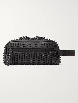 Studded Full-Grain Leather Wash Bag