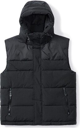 Mixed Media Water Resistant Hooded Puffer Vest