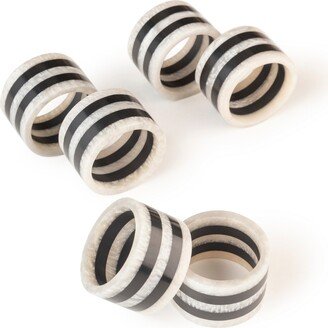 Gauri Kohli Panama Napkin Rings Set of 6 - Black ivory