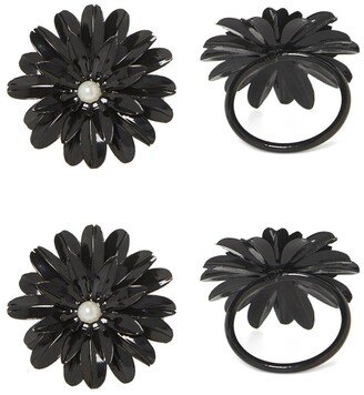 Vibhsa Black Pearl Flower Napkin Ring