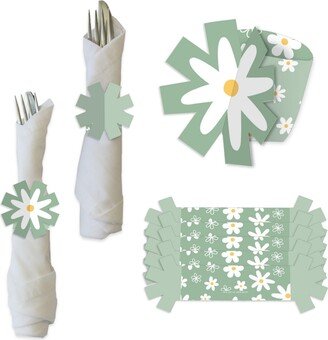 Big Dot Of Happiness Sage Green Daisy Flowers Floral Party Paper Napkin Holder Napkin Rings 24 Ct