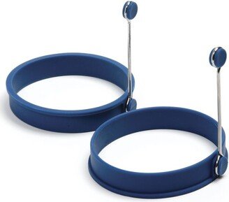 4-Inch Silicone Round Pancake and Egg Rings, Set of 2, Blue