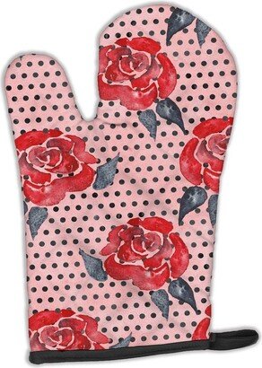 Watercolor Red Roses and Polkadots Oven Mitt