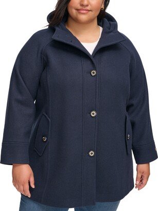 Women's Plus Size Hooded Button-Front Coat, Created for Macy's