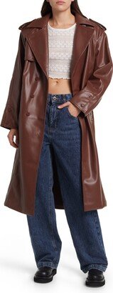Montague Faux Leather Trench Coat