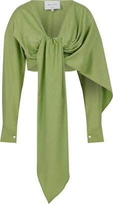 Nazli Ceren Angy Asymmetric Blouse In Green