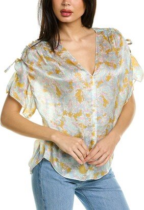 Lotus Ruched Silk Blouse