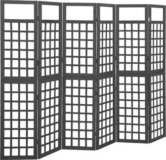 6-Panel Room Divider/Trellis Solid Fir Wood Black 95.5x70.9