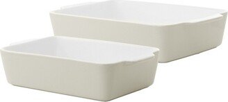 Everyday 2 Piece Rectangular Stoneware Large and Medium Baker Set in Taupe