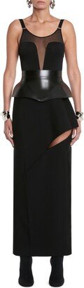 Cutout Sartorial Wool Maxi Skirt