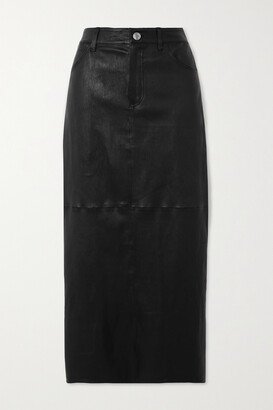 Paneled Leather Maxi Skirt - Black