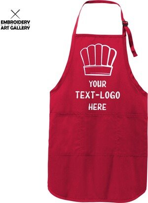 Custom Aprons For Women, Personalized Apron Men, Embroidered Aprons, With Text-Logo