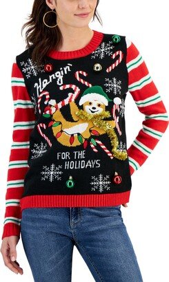 Planet Heart Juniors' Hangin' For The Holidays Sloth Sweater