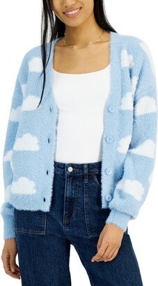 Juniors' Cloud Button-Up Eyelash Cardigan