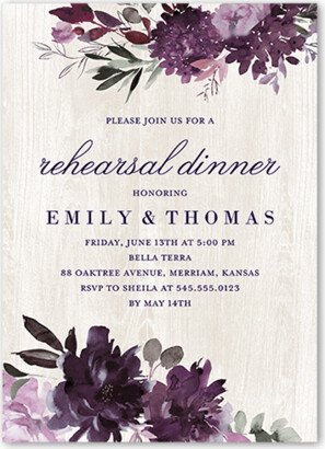 Rehearsal Dinner Invitations: Muted Florals Rehearsal Dinner Invitation, Purple, 5X7, Standard Smooth Cardstock, Square