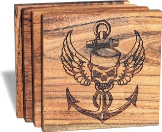 United States Navy Sailors Coaster Set - Veteran Gifts Ideas For Retirement Military Home Accessories Anchor Symbol