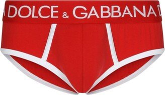 Contrasting-Border Logo-Waistband Briefs