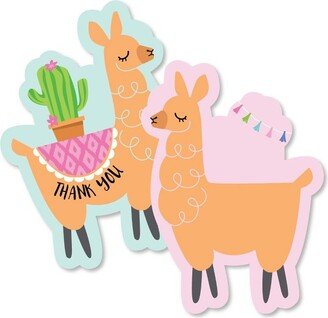 Big Dot of Happiness Whole Llama Fun - Shaped Thank You Cards - Fiesta Baby Shower or Birthday Party Thank You Note Cards with Envelopes - Set of 12