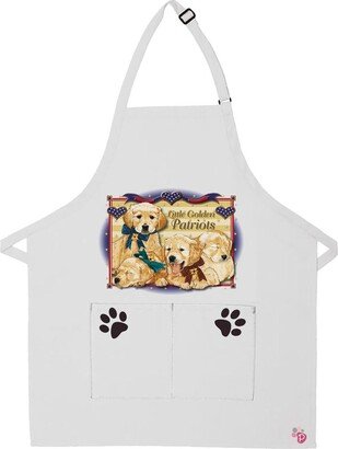 Golden Retriever Patriot Dog Apron Two Pocket Bib With Adj Neck