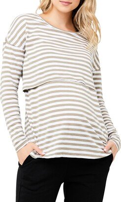 Lionel Stripe Long Sleeve Maternity/Nursing T-Shirt