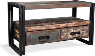 Old Reclaimed Wood Double Drawers TV Stand for TVs up to 55 - Timbergirl