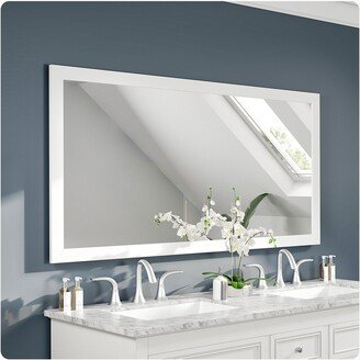 New York Bathroom Vanity Mirror Full Frame White 60X30 Wall Mount