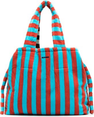 Towel stripe-detail beach bag-AA