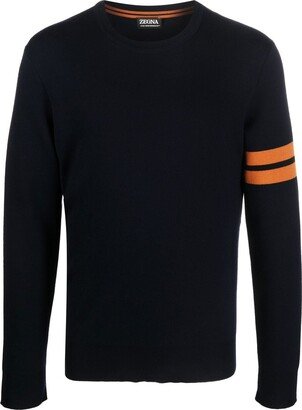 Stripe-Detail Crew-Neck Wool Jumper