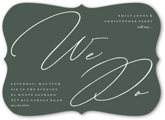 Wedding Invitations: Dashing Script Wedding Invitation, Beige, 5X7, Pearl Shimmer Cardstock, Bracket