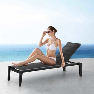 Higold Outdoor Chaise Lounge Chair, Sunlounge with padding Black Frame, Set of 2, Aluminum