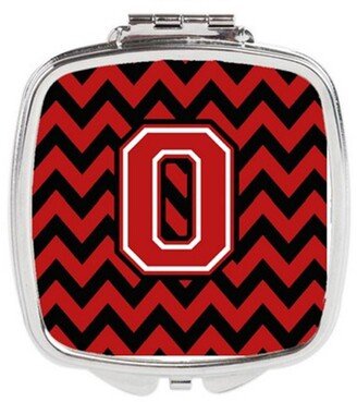 CJ1047-OSCM Letter O Chevron Black & Red Compact Mirror