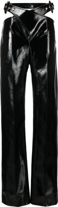 Lacquered-Finish High-Waisted Trousers