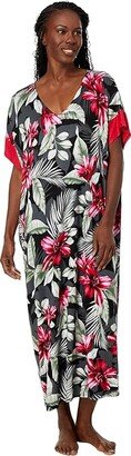 Short Sleeve Caftan (Black Tropical) Women's Pajama