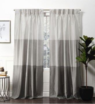 Curtains Chateau Striped Faux Silk Pinch Pleat Curtain Panel Pair