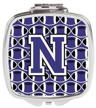 CJ1068-NSCM Letter N Football Purple & White Compact Mirror