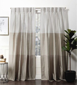 Curtains Chateau Striped Faux Silk Pinch Pleat Curtain Panel Pair, 27 x 96