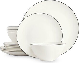 Black Line 12 Pc. Dinnerware Set, Service for 4, Created for Macy's