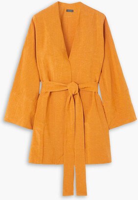 Lin belted woven robe
