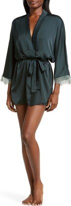 Lace Trim Satin Robe